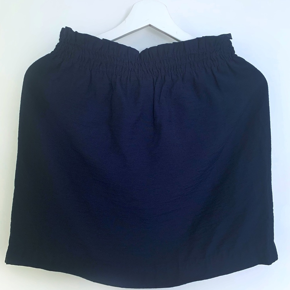 Jcrew Navy Blue Ruched Elastic Band Muni Skirt